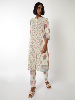 max - Women Off White Straight Floral Print Kurta with Pant