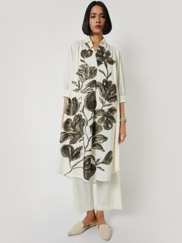 max - Women Off White Print A-line Kurta with Pant