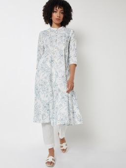 max - Women Off White Floral Printed A-line Anarkali Kurta with Pant