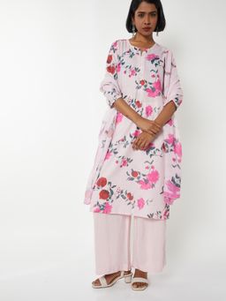 max - Women Pink Floral Print Straight Kurta with Pant and Dupatta
