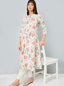 max - Women Off White Floral A-line Kurta with Pant
