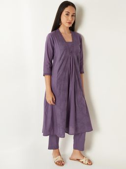 max - Women Purple Embroidered Kalidar Anarkali Kurta with Pant