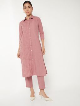 max - Women Pink Embroidered Straight Kurta with Pant
