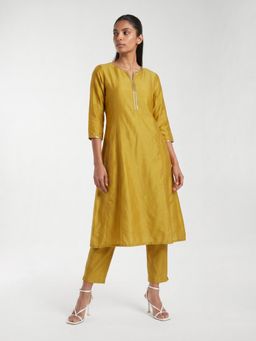max - Women Yellow Solid Kalidar Anarkali Kurta with Pant