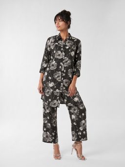 max - Women Black Floral Print Co-ord