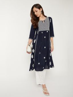 max - Women Black Embroidered A-line Kurta with Pant
