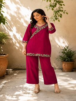 BERRYLICIOUS - Women Pink Embroidered Co-ord