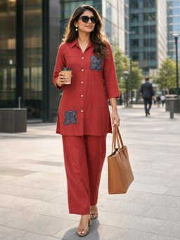 BERRYLICIOUS - Women Rust Mirror Embellished and Applique Co-ord