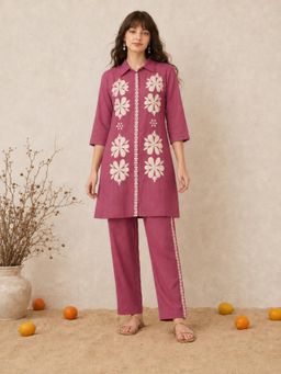 BERRYLICIOUS - Women Pink Embroidered Kurti with Pant