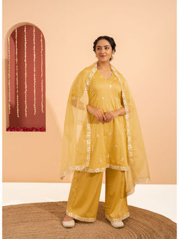 Tapestry - Yellow Embroidered Anarkali (Set of 3)