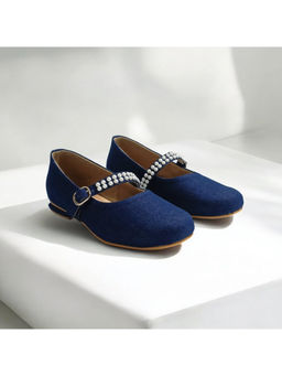 THE ALTER - Denim Navy Blue Pearl Mary Jane Ballerinas