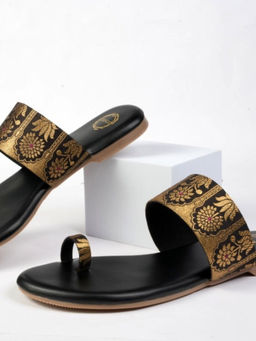 Dhaga - Midnight Maharani - Black Flat kolhapuri