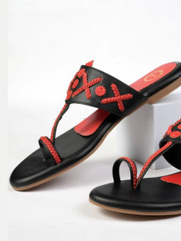 Dhaga - Chilli Chic Red Flat Kolhapuri Flats