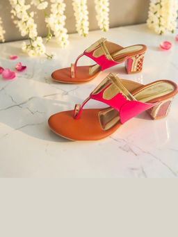 Dhaga - Elegant Fuschia Ethnic Pink Heel Kolhapuri