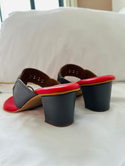 Dhaga - Grey Block Heel Kolhapuri
