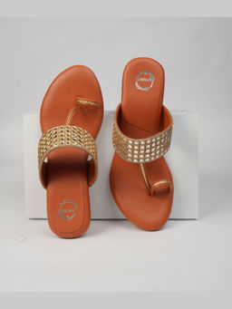 Dhaga - Blonde Kolhapuri Tan Heels