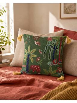 Chumbak - Tusker Trails Jacquard Forest Folklore Cushion Cover