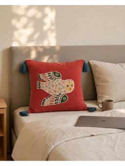 Chumbak - The Wise Owl Jacquard Forest Folklore Cushion Cover