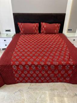 Videksha Home & Lifestyle - Red Ajrakh Super Jumbo King Size Bedsheet