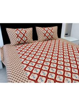 Videksha Home & Lifestyle - Red Ajrakh Super Jumbo King Size Bedsheet