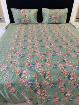 Videksha Home & Lifestyle - Green Ajrakh Super Jumbo King Size Bedsheet