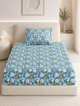 Haus & Kinder - Cotton 186 Tc Single Fitted Bedsheet Birch Symphony