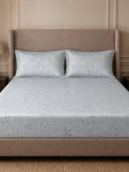 Sleeping Owls- because your sleep matters - Blue Elegance Super King Bedsheet with Pillow Covers
