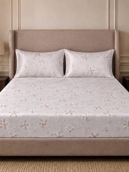 Sleeping Owls- because your sleep matters - Grey Elegance Super King Bedsheet with Pillow Covers