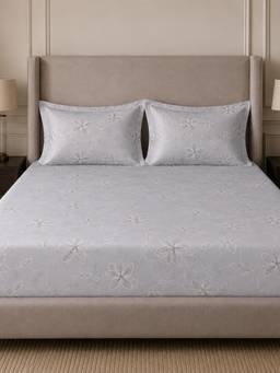 Sleeping Owls- because your sleep matters - Charcoal Elegance Super King Bedsheet with Pillow Covers