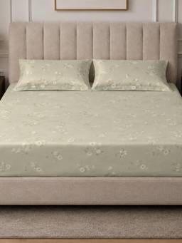 Sleeping Owls- because your sleep matters - Green Elegance Super King Bedsheet with Pillow Covers