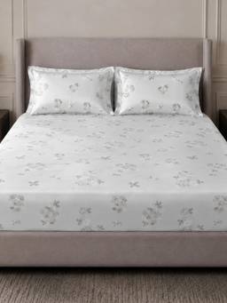 Sleeping Owls- because your sleep matters - Grey Elegance Super King Bedsheet with Pillow Covers