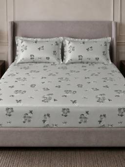 Sleeping Owls- because your sleep matters - Grey Elegance Super King Bedsheet with Pillow Covers
