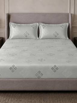 Sleeping Owls- because your sleep matters - Grey Elegance Super King Bedsheet with Pillow Covers