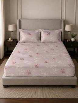 Sleeping Owls- because your sleep matters - Mauve Elegance Super King Bedsheet with Pillow Covers