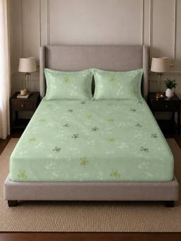 Sleeping Owls- because your sleep matters - Green Elegance Super King Bedsheet with Pillow Covers