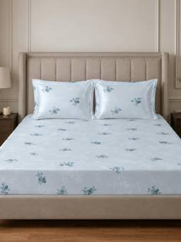 Sleeping Owls- because your sleep matters - Blue Elegance Super King Bedsheet with Pillow Covers