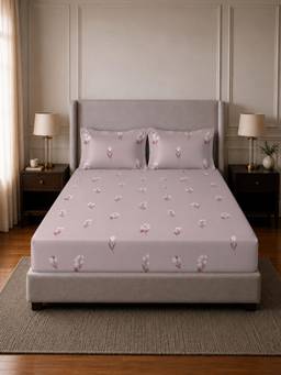 Sleeping Owls- because your sleep matters - Mauve Elegance Super King Bedsheet with Pillow Covers