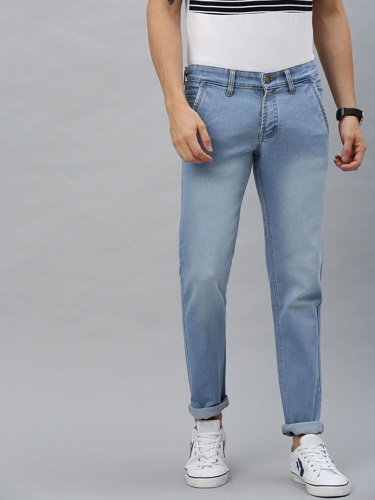 Urbano Fashion Men Ice Blue Slim Fit 