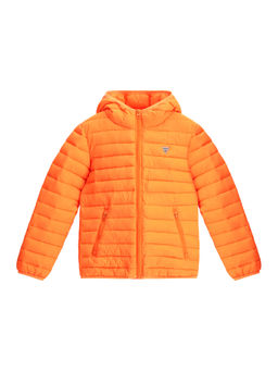 Guess - Unisex Orange Solid Hooded Puffer Jacket