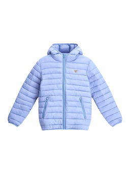 Guess - Unisex Blue Solid Hooded Puffer Jacket
