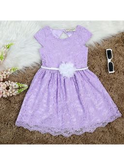 The Lion and the Fish - Floral Purple Girls Dress with Belt (Set of 2)