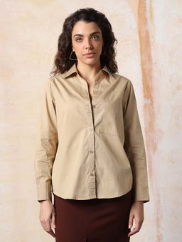 High Star - Women Oversized Fit Pure Cotton Opaque Casual Shirt