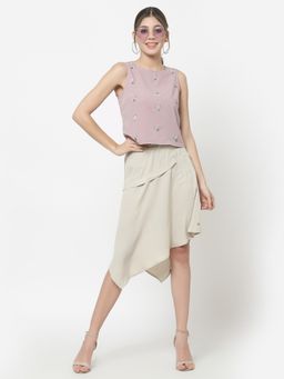 Ayrolane - Front Embroidered Sleeveless Top-lavender