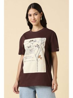 Allen Solly - Brown Printed Regular Fit T-Shirt