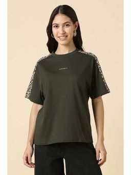 Allen Solly - Olive Printed Regular Fit T-Shirt
