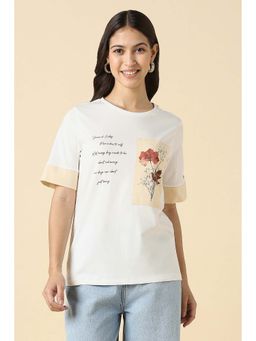 Allen Solly - White Printed Regular Fit T-Shirt