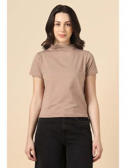 Allen Solly - Beige Solid Regular Fit T-Shirt
