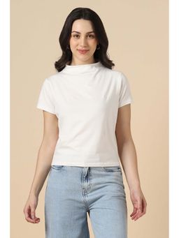 Allen Solly - White Solid Regular Fit T-Shirt