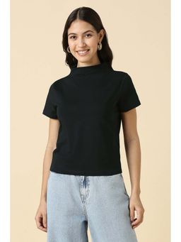 Allen Solly - Black Solid Regular Fit T-Shirt