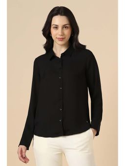Allen Solly - Black Solid Regular Fit Shirt